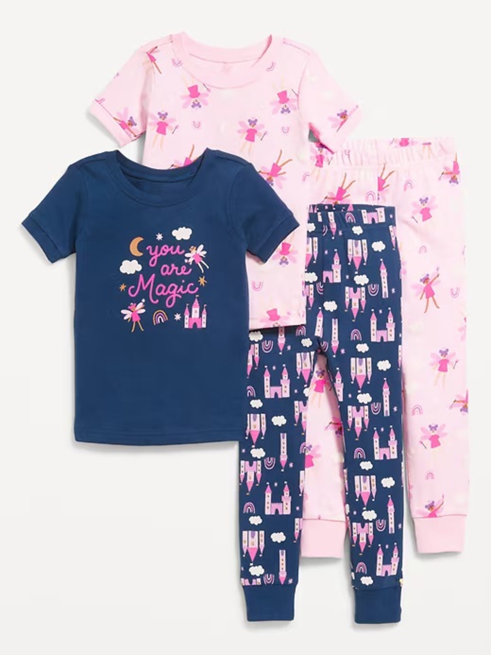 Magic Fairy Princess Baby Girl Pajamas 2 Pairs 12-18M Snug Fit NEW